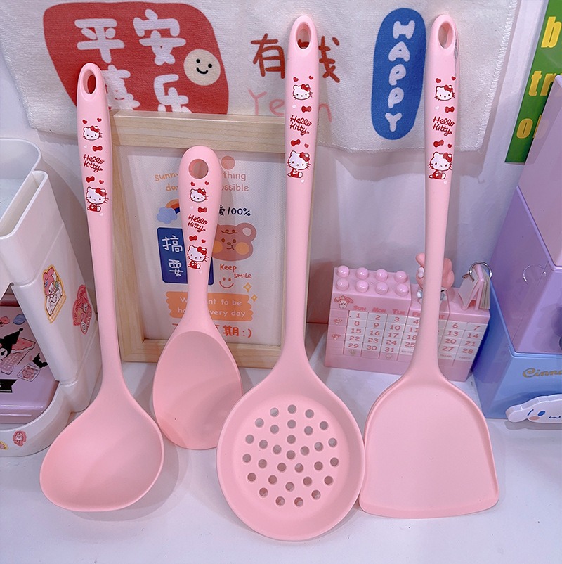 Silicone Spatula Set - Anime schattige print 4-delige siliconen keukenaccessoires,