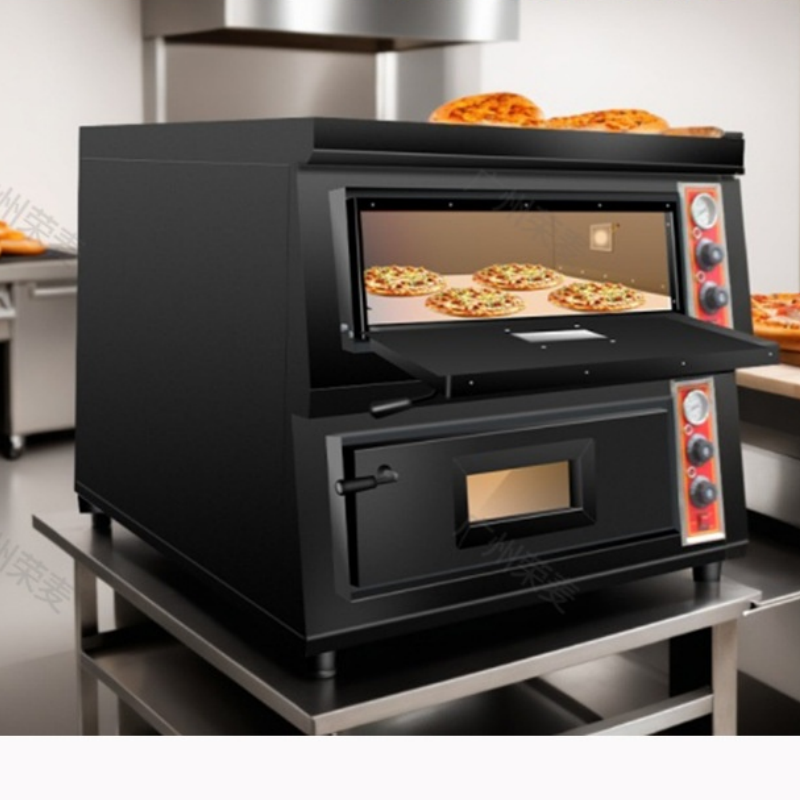 Pizza Stone Baking - Dubbele dek pizzaoven, commerciële elektrische voedingsbron,