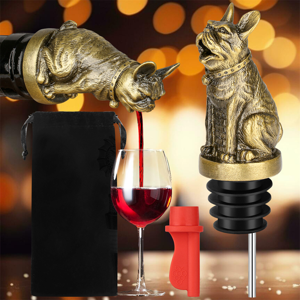 Kitchen Gadgets Deals - Leuke Franse Bulldog Wijn Pouer Flessenstop