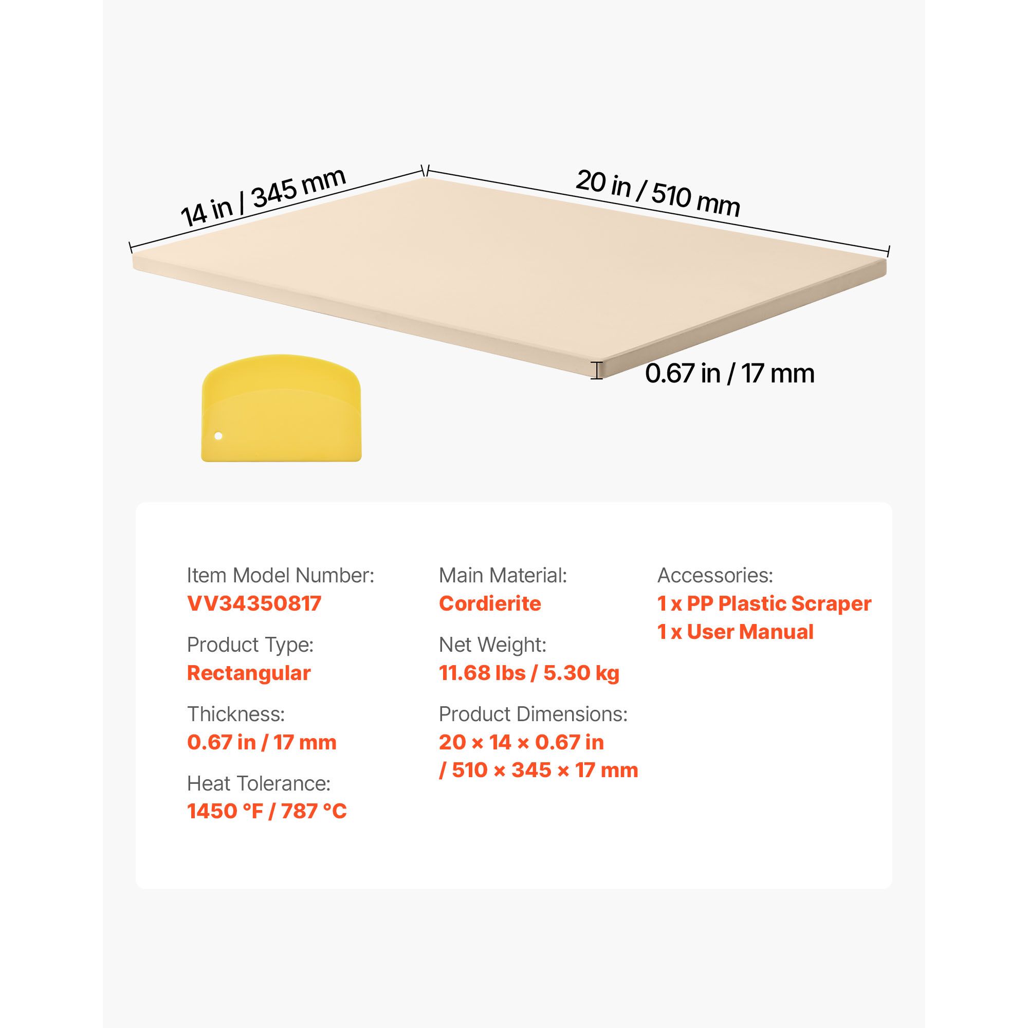 Pizzasteen, 20 x 14 x 0,67 inc - Pizza Stone Baking recensie en prijs